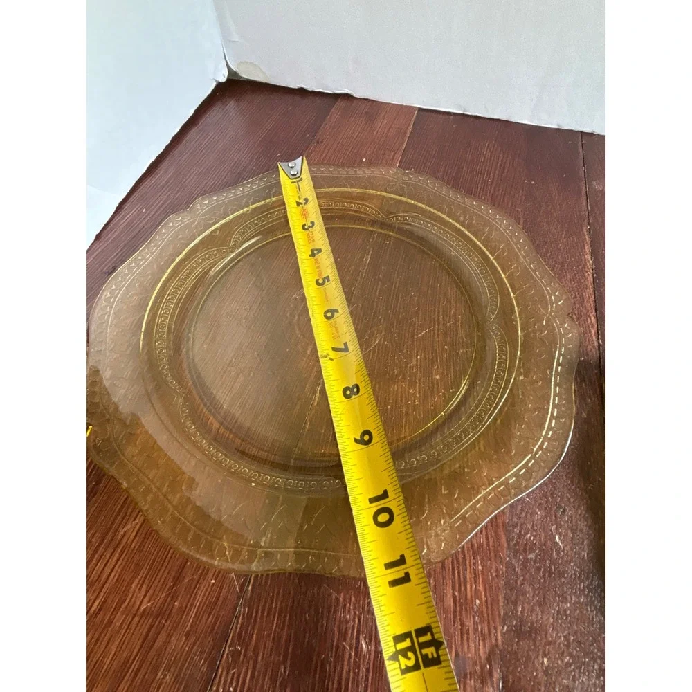 Federal Glass Patrician Spoke Amber Depression Glass Dinner Plate 10.5
